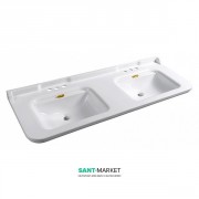 Раковина для ванної подвійна Kerasan Waldorf підвісна 150х55 см санфарфор біла золото 4143K2