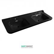 Раковина для ванної подвійна Kerasan Waldorf підвісна 150х55 см санфарфор чорний глянсовий хром 4143K4