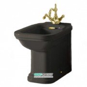 Біде підлогове приставне Kerasan Waldorf з одним отвором чорний глянсовий бронза 4121K6