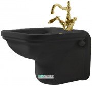 Биде подвесное Kerasan Waldorf с одним отверстием черный глянцевый бронза 4125K6