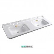 Раковина для ванної подвійна Kerasan Waldorf підвісна 150х55 см санфарфор біла золото 4143K2