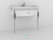 Консоль под раковину Kerasan Retro белый глянцевый ножки хром ручка хром с кристаллом 7363K7