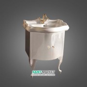 Тумба под раковину Kerasan Retro 69 см белый глянцевый ручки кристалл золото 7361K6