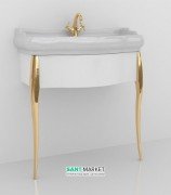 Консоль под раковину Kerasan Retro 73 см белый глянцевый ножки золото 7362K6