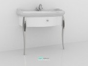 Консоль під раковину Kerasan Retro білий глянсовий ніжки хром ручка хром з кристалом 7363K7