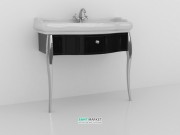 Консоль под раковину Kerasan Retro чёрный глянцевый ножки хром ручка хром с кристаллом 7363K3