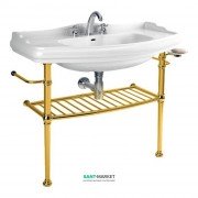 Консоль под раковину Kerasan Retro с коническими ножками и решётчатой полкой золото 730091