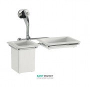 Стакан для зубных щеток подвесной с мыльницей Kerasan Waldorf с настенным держателем белый хром 741190