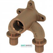 Тройник угловой с настенным креплением TECE TECEflex 20х1/2х20 закругленный бронза 708626