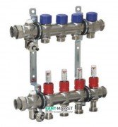 Колектор для систем підлогового опалення Tece TECEfloor HKV 4 з ротометрамі 1 нержавіюча сталь 77310004