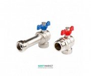 Комплект кранов для подключения коллектора TECE TECEfloor Rp 1хR 1 угловые латунь 77381009