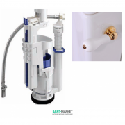 Механизм слива для низкого бачка Kerasan Waldorf/Retro с боковой ручкой белый/золото 754391