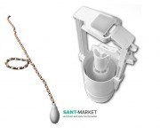 Механізм зливу для високого бачка Kerasan Waldorf / Retro з ланцюжком і ручкою білий / золото 754691
