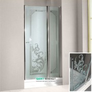 Дверь душевая левосторонняя Kerasan Retro SX профиль хром стекло прозрачное с декором 9140N0