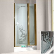 Двері душова левосторонняя Kerasan Retro SX профіль бронза скло прозоре з декором 9140N3