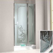 Двері душова левосторонняя Kerasan Retro SX профіль хром скло прозоре з декором 9140N0