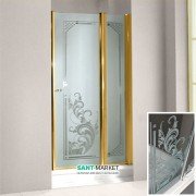 Двері душова левосторонняя Kerasan Retro SX профіль золото скло прозоре з декором 9140N1