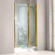 Двері душова левосторонняя Kerasan Retro SX профіль золото скло матове з декором 9140P1