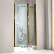 Двері душова левосторонняя Kerasan Retro SX профіль бронза скло матове з декором 9140P3