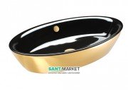 Раковина для ванної накладна Catalano Gold & Silver 70х42 кераміка колір чорний / золото 170VLNNO