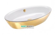 Раковина для ванної накладна Catalano Gold & Silver 70х42 кераміка колір білий / золото 170VLNBO