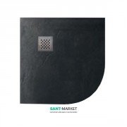 Душовий піддон кутовий мармуровий Kerasan H2.5 80х80 см антрацит 704554