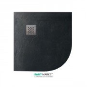 Душевой поддон угловой мраморный Kerasan H2.5 90х90 см антрацит 704654