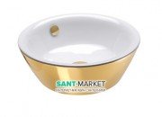 Раковина для ванной накладная Catalano Gold & Silver 42х42 керамика цвет белый/золото 142VLNBO