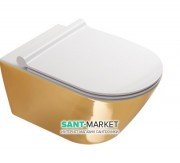 Унітаз підвісний Catalano Gold & Silver 55х35 см кераміка білий / золото 1VS55NRBO