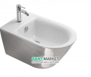 Біде підвісне Catalano Gold & Silver безободковое з одним отвором кераміка білий / срібло 1BS55NRBA