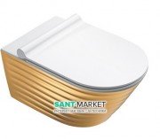 Унітаз підвісний Catalano Gold & Silver 55х35 кераміка хвиля білий / золото 1VS55RZEBO