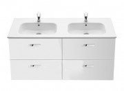 Тумба підвісна МДФ 120х45 білий глянець з подвійною раковиною для ванної Roca Victoria кераміка білий A855850806