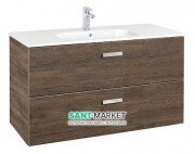 Тумба підвісна МДФ 100х46 кедр з раковиною для ванної Roca Victoria кераміка білий A855851423