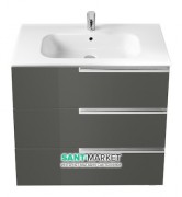 Тумба підвісна з трьома ящиками МДФ 80х46 сірий антрацит з раковиною для ванної Roca Victoria-N кераміка білий A855837153