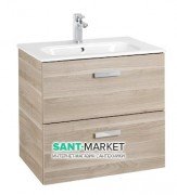 Тумба подвесная МДФ 60х46 береза с раковиной для ванной Roca Victoria керамика белый A855854422