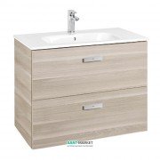 Тумба підвісна МДФ 70х46 береза ​​з раковиною для ванної Roca Victoria кераміка білий A855853422