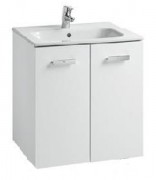 Тумба підвісна з двома дверцятами МДФ 60х46 білий глянець з раковиною для ванної Roca Victoria кераміка білий A855883806