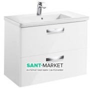 Тумба підвісна з двома ящиками МДФ 80х44 білий глянець з раковиною для ванної Roca Gap кераміка білий з сифоном ZRU9302732 