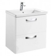 Тумба підвісна з двома ящиками МДФ 60х44 білий глянець з раковиною для ванної Roca Gap кераміка білий з сифоном A855997806