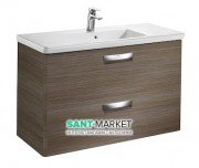 Тумба підвісна з двома ящиками МДФ 100х44 тик з раковиною для ванної Roca Gap кераміка білий з сифоном A855999150