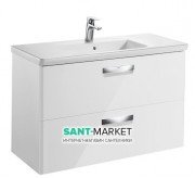 Тумба підвісна з двома ящиками МДФ 100х44 білий глянець з раковиною для ванної Roca Gap кераміка білий з сифоном A855999806