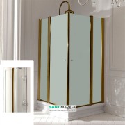 Душовий куточок Kerasan Retro DX / SX 100х100 см профіль бронза прозоре скло 9148T3