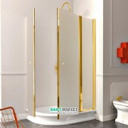 Душевой уголок Kerasan Retro SX левосторонний асимметричный 80х120 см профиль золото матовое стекло 9138S1