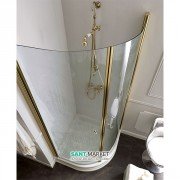 Душовий куточок Kerasan Retro DX / SX 90х90 см чверть кола профіль золото прозоре скло 9151T1