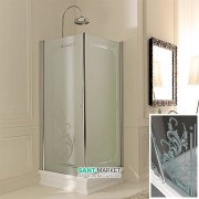 Душевой уголок правосторонний Kerasan Retro DX 80х80 см профиль хром прозрачное стекло с декором 9160N0