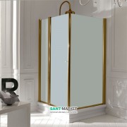 Душовий куточок Kerasan Retro DX правобічний 80х96 см профіль бронза матове скло 9141S3