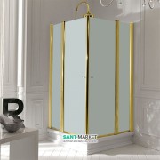 Душевой уголок Kerasan Retro DX/SX 80х80 см профиль золото матовое стекло 9159S1