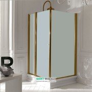 Душовий куточок Kerasan Retro DX правобічний 80х96 см профіль бронза матове скло 9141S3