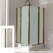 Душовий куточок Kerasan Retro DX / SX 80х80 см профіль бронза прозоре скло 9159T3