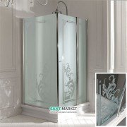 Душовий куточок Kerasan Retro SX лівобічний 80х96 см профіль хром скло прозоре з декором 9142N0